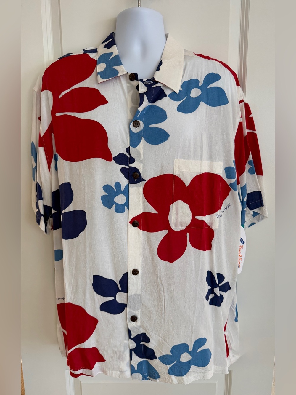 Jams World Men's Hawaiian Aloha Short-Sleeve Shirt, XL, “Tradewinds USA”, NWT